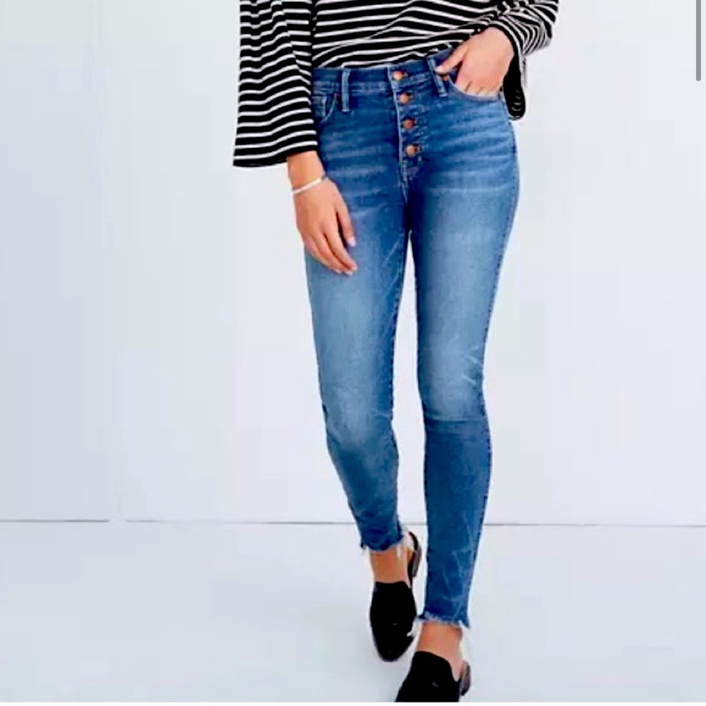 Madewell 10” High Rise Skinny Jeans Button Fly Raw Hem size 30